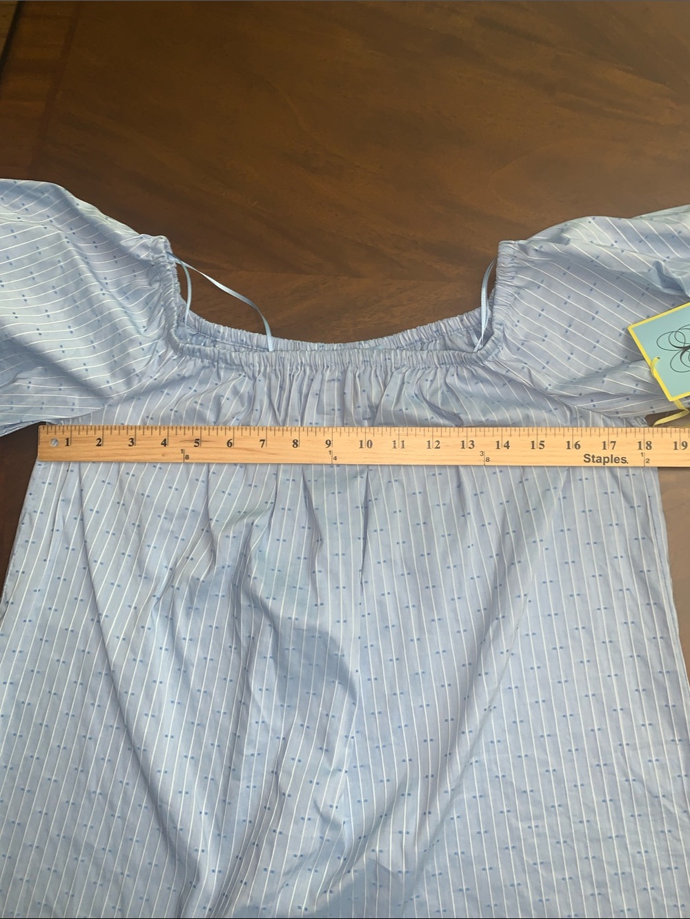 🇺🇸 CECE Blue Off-the-shoulder Balloon-sleeve Blouse NWT M - Picture 13 of 16